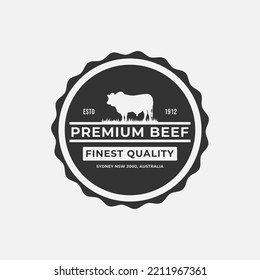 Simple Premium Beef Label or Organic Beef Label Isolated Vector. Useful for premium labels on beef products. For organic cattle farming company logo brand.