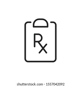 Simple prescription line icon. Stroke pictogram. Vector illustration isolated on a white background. Premium quality symbol. Vector sign for mobile app and web sites.