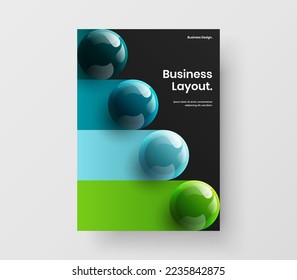 Simple presentation A4 design vector illustration. Bright 3D balls corporate cover concept.