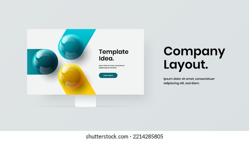 Simple presentation design vector template. Colorful display mockup web banner layout.