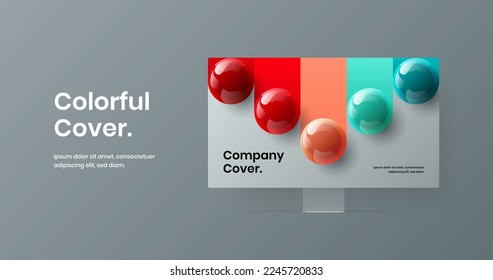 Simple presentation design vector template. Original computer monitor mockup web banner concept.
