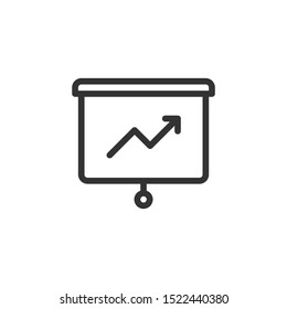 Simple presentation icon in line style design on white background. Related to business, office, chart, analytic, website or mobile app and user interface. Vector Illustration Pixel Perfect 48x48.