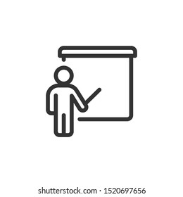 Simple presentation icons in line style design on white background. Related to business, office, meeting, education, website or mobile app and user interface. Vector Illustration Pixel Perfect 48x48.