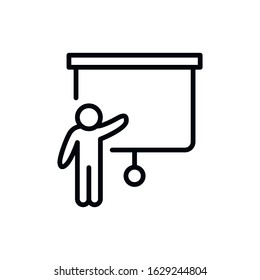 Simple presentation line icon. Stroke pictogram. Vector illustration isolated on a white background. Premium quality symbol. Vector sign for mobile app and web sites.