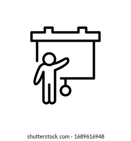 Simple presentation line icon. Stroke pictogram. Vector illustration isolated on a white background. Premium quality symbol. Vector sign for mobile app and web sites.