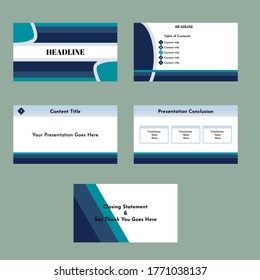 Simple presentation template design with blue and green color