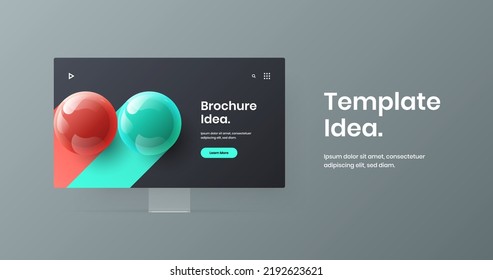 Simple presentation vector design illustration. Abstract computer monitor mockup web project layout.