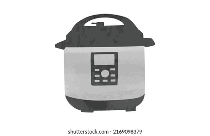 Simple pressure cooker watercolor style vector illustration isolated on white background. Modern electric pressure cooker clipart. Kitchen appliances for cooking vector design clipart. Front view