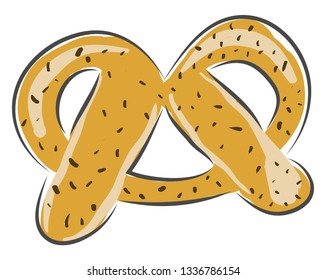 Simple pretzel vector illustration on white background.