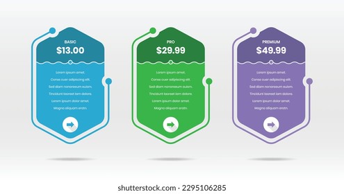 Simple price and plan comparison list with abstract shapes