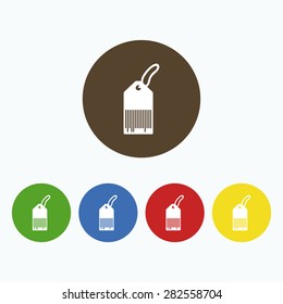 Simple price tag icon with bar code.