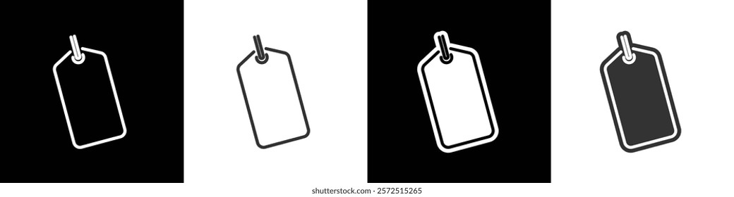 Simple price tag icon. Price Label Discount tag. Shape of price tag icon set. Flat and line price tag icon vetor illustration in black white and transparent background. Eps10