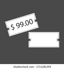 Simple price tag illustration vector editable dark grey background. 99 dollar value