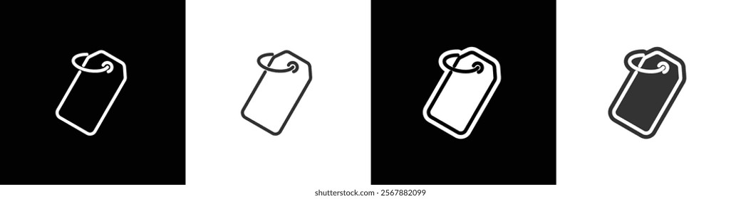 Simple price tag line and flat icon. Price tag icon vetor illustration in black white and transparent background. Eps10