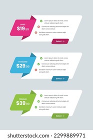 Simple Pricing comparison card with check point for website