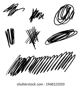 Einfache, primitive Doodles, gemalt schwarzer Stift. Flache Vektorgrafik