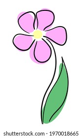 Simple primitive flower in delicate pastel colors, flat vector illustration