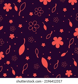 simple print of leaves, flowers and dots