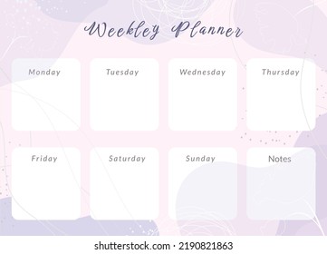 Simple printable weekly planner template in vector. Daily schedul week calendar in minimalistic style