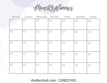 Simple printable weekly planner template in vector with daily sheets. Schedul week calendar in minimalistic style