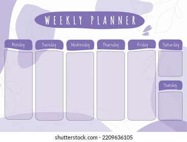 Simple printable weekly planner template in vector. Daily schedul week calendar in minimalistic style