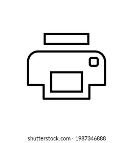 Simple printer icon in black. Printing concept on white, background. Trendy flat isolated symbol, sign used for: illustration, outline, logo, mobile, app, design, web, dev, ui, ux, gui. Vector EPS 10