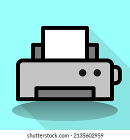 Simple Printer icon design, vector illustration with Colored background style, best used for banner or web application