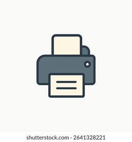 Simple printer icon for office task visuals, digital documents, work tools, business productivity software, and printing service user interface design