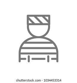 Simple prisoner, bandit, thug, gangster line icon. Symbol and sign vector illustration design. Isolated on white background