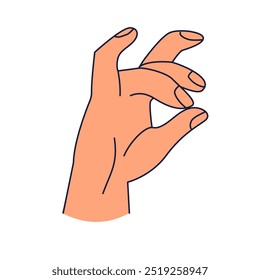 Simples prithvi Mudra mão gesto hasta Sânscrito palavra para mão em estilo de desenho animado doodle isolado no fundo branco