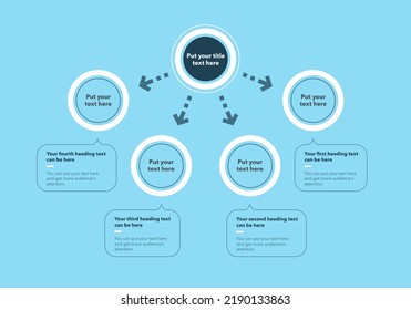 Simple process diagram template with four stages - blue version. Slide for business presentation.