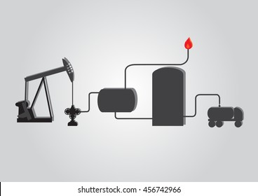 Simple Process oil and gas. Vector illustrator