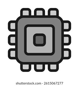 Simple processor vector with solid line style. Minimalist and modern illustration design.