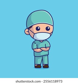 Simple Profession doctor surgeon cartoon vector illustration Collection of paramedic concept icon isolated