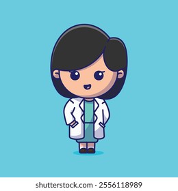 Simple Profession female doctor cartoon vector illustration Collection of paramedic concept icon isolated