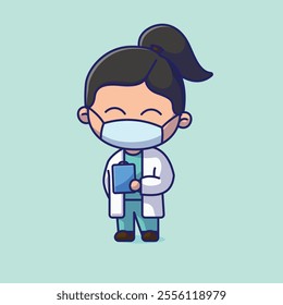 Simple Profession female doctor's assistant cartoon vector illustration Collection of paramedic concept icon isolated