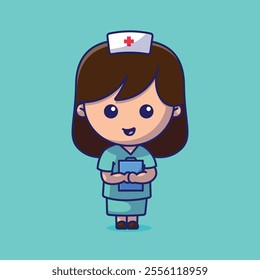 Simple Profession nurse girl cartoon vector illustration Collection of paramedic concept icon isolated