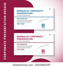 Simple and professional business presentation template with dual color options. Features a structured layout for showcasing services, team members, and performance charts. Perfect for business meeting