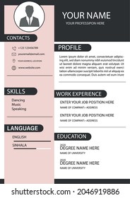 Simple and professional CV design template for job vacancy. modern and professional Curriculum vitae design vector template. 