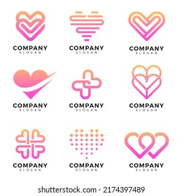 Simple and professional heart logo design collections