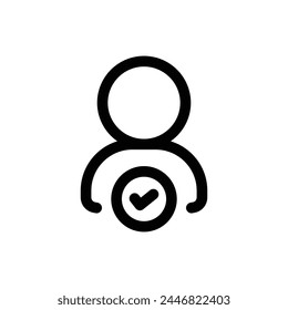Perfil simple Icono de línea aceptada aislado sobre fondo blanco
