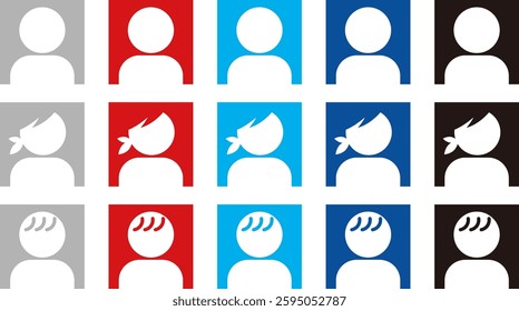 Simple profile icons in 3 types and 5 colors
