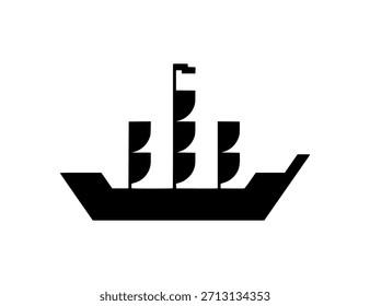 Logotipo de perfil simple de un barco de vela en mar abierto, un emblema para viajes y transporte