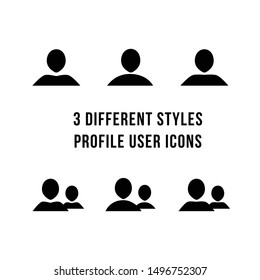 Simple Profile / User vector icon with 3 different styles,  Contact Icons includes.