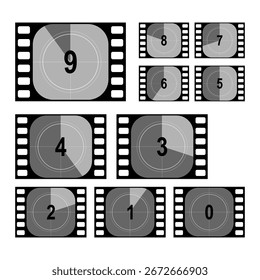 Fitas de filme de progresso simples ou carregando temporizadores para web e design de interface do usuário móvel.