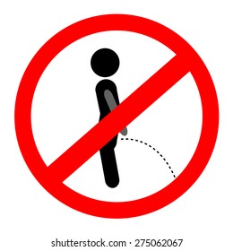 simple prohibition sign, do not pee 