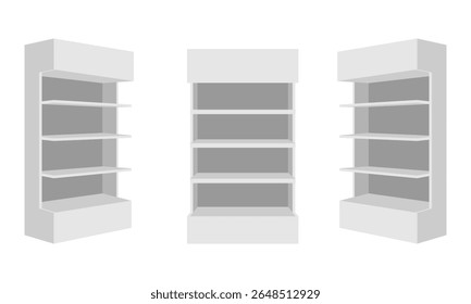simple promotional display shelf set vector illustration isolated on white background.	