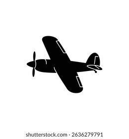 Simple prop plane midair view flying with propeller in motion