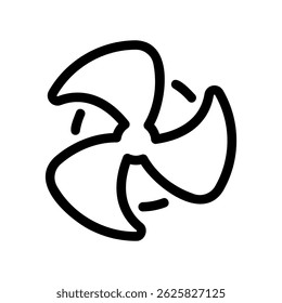 Symbole d'hélice simple avec trois lames incurvées en mouvement