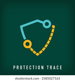 Simple protection dashed line path logo design. Defense and assurance corporate logo template. vector.